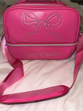 Juicy Couture Hot Pink Crossbody Lunch Box Bag with Bow Detail